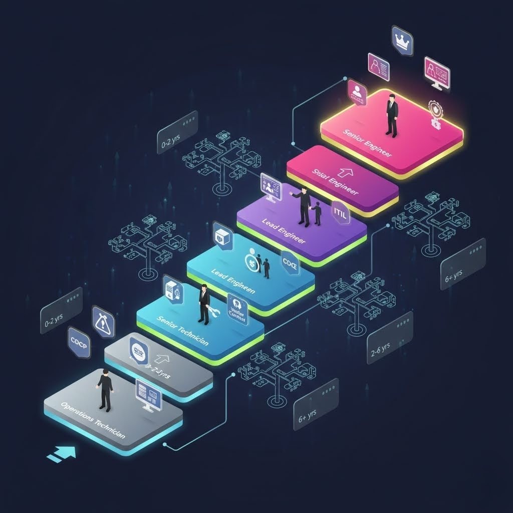 Data Center Career Progression Ladder - From Operations Technician to Senior Engineer