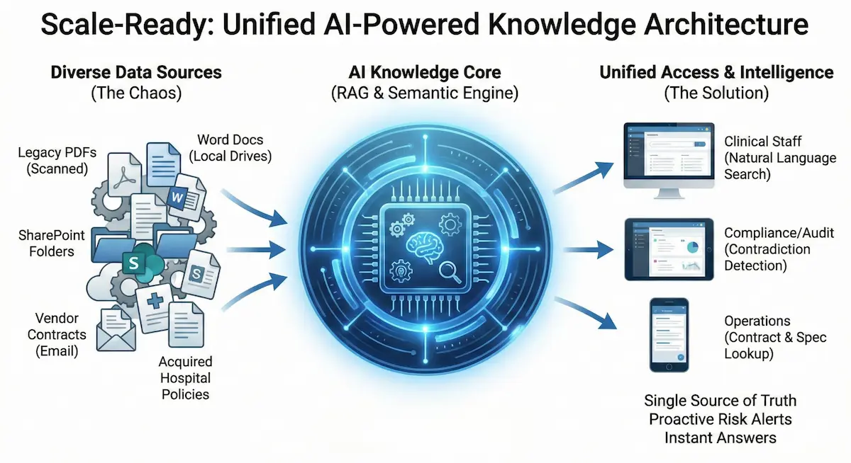 A diagram showing the AI opportunity in enterprise healthcare policy management.