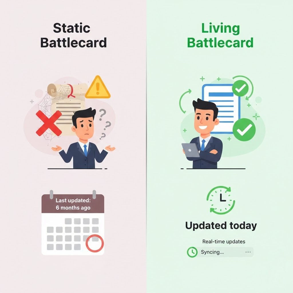 Comparison of real-time continuous monitoring versus static quarterly battlecard reviews