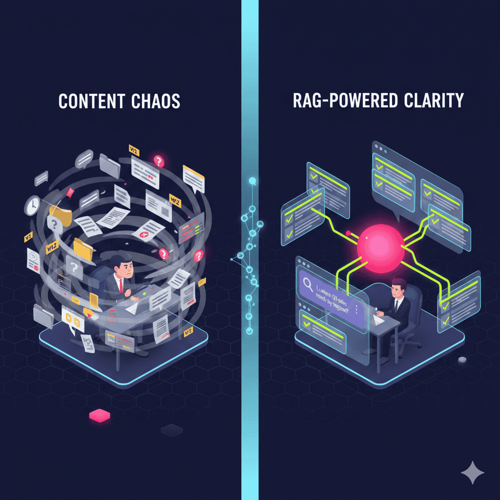 Knowledge chaos versus RAG-powered clarity for sales teams